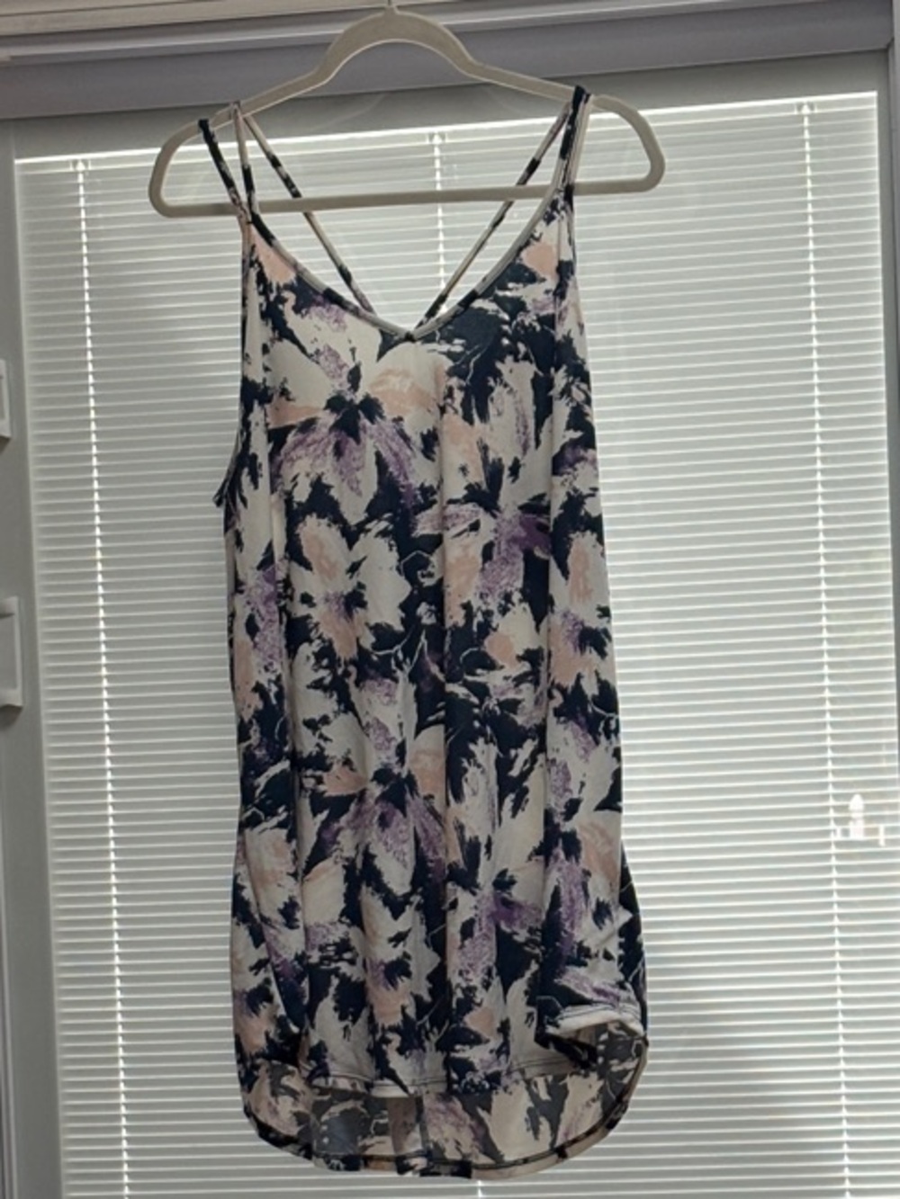 Floral V-Neck Double-Strap Cami - Navy & Cream